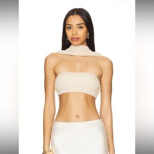 Camila Coelho Kailani Knit Top in Cream, xs